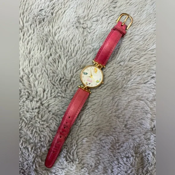 Fossil Gold-Tone Watch with Pink Strap - Picture 1 of 4